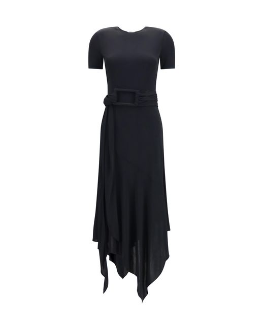 Alaïa Black Dress Belted Jersey Viscose