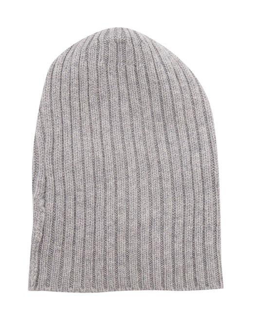 Fedeli Gray Beanie Knitted Cashmere Hat for men