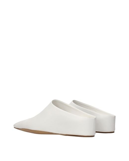 Jil Sander White Leather Slippers