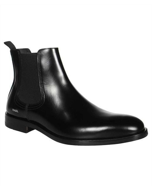 Karl Lagerfeld Black Leather Chelsea Boots for men