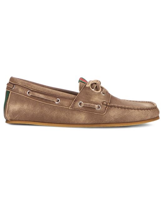 Gucci Brown Boat Shoes Calfskin for men