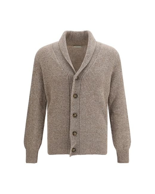 Brooksfield Gray Virgin Wool Shawl Collar Cardigan Fleece Ovis Aries for men