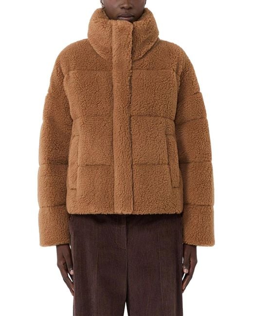 Weekend by Maxmara Brown Cropped Wool Down Jacket Camel