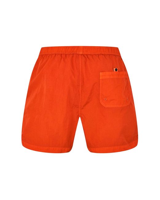 C P Company Orange Eco-Chrome R Logo Swim Shorts for men