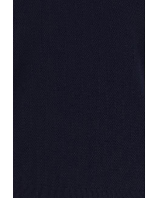 Brooksfield Blue Polo Collar Sweater Fleece Wool Ovis Aries for men