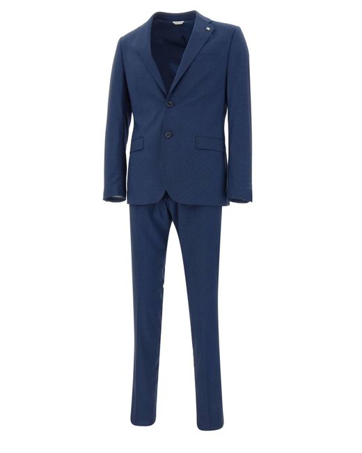 Manuel Ritz Blue Two-Piece Viscose Suit for men