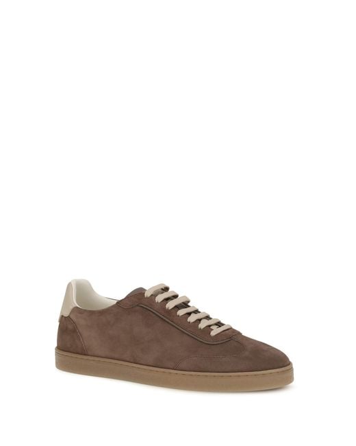 Brunello Cucinelli Brown Suede Sneakers for men
