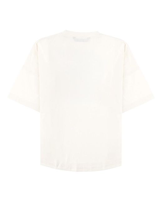 Palm Angels White T-Shirt With Logo Cotton T-Shirts for men