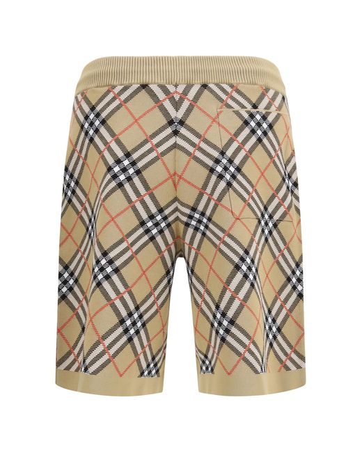 Burberry White Check Cotton Blend Shorts Sand Ip Cotton; Polyamide; Elastane Bermuda for men