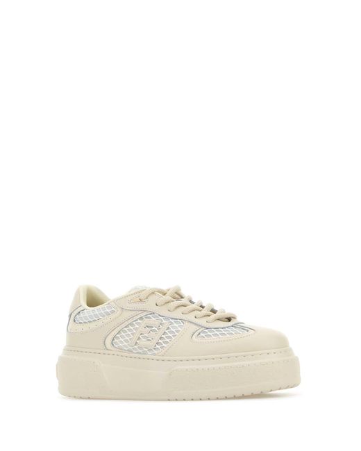 Fendi Multicolor Sand Leather And Mesh Sneakers
