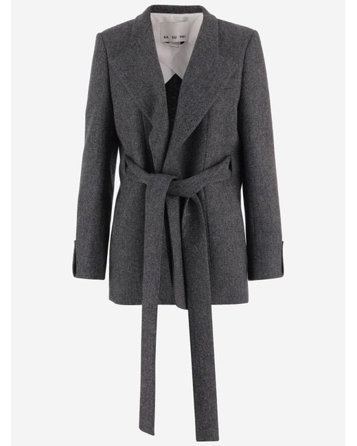 Sa Su Phi Gray Belted Wool Jacket