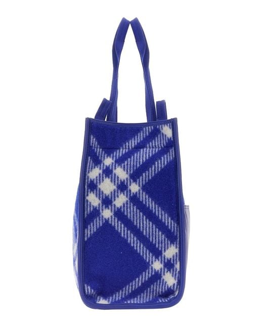 Burberry Blue Shopper Bag Virgin Wool Handbags for men