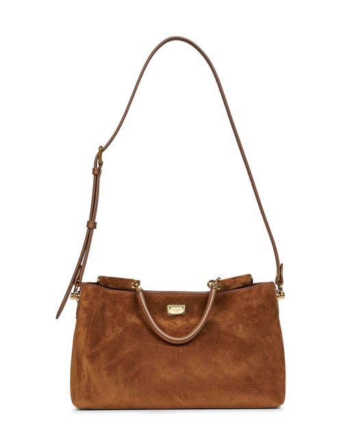 Dolce & Gabbana Brown Camel Vittoria Medium Handbag With Shoulder Strap