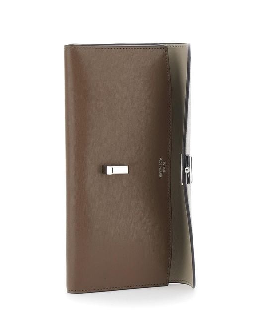 Totême Brown Leather Wallet With T-Lock Closure