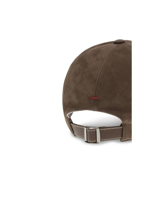 Brunello Cucinelli Brown Calf Leather Bos Taurus Cap (Baseball Hat) for men