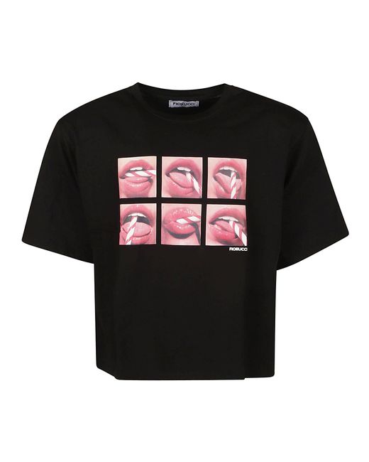 Fiorucci Black Mouth Print Padded T-Shirt for men