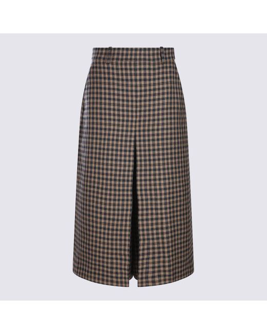 Saint Laurent Gray Noir Wool Midi Skirt