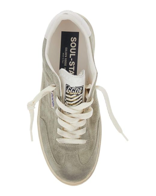 Golden Goose Deluxe Brand White 'Soul-Star' Low Top Sneakers With Metallic Heel Tab