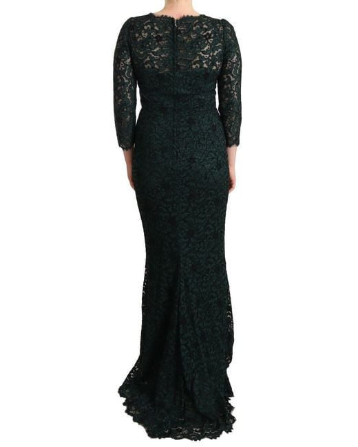 Dolce & Gabbana Black Elegant Lace Floor-Length V-Neck Dress