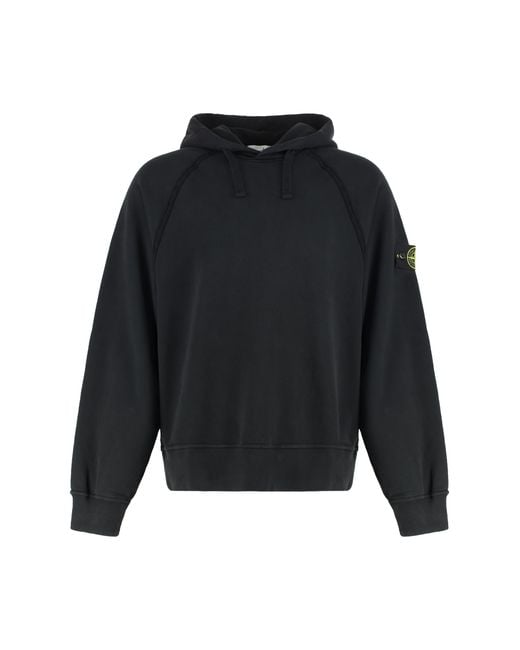 Stone Island Black Cotton Hoodie (Cotton Jumpers for men