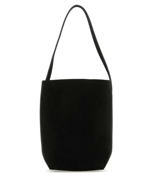 The Row Black Suede Large N/S Park Shopping Bag