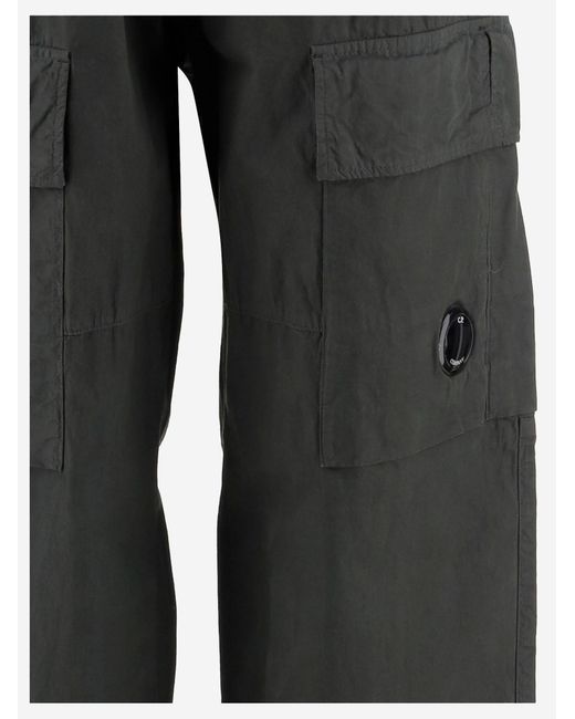 C P Company Gray Cotton Cargo Pants for men