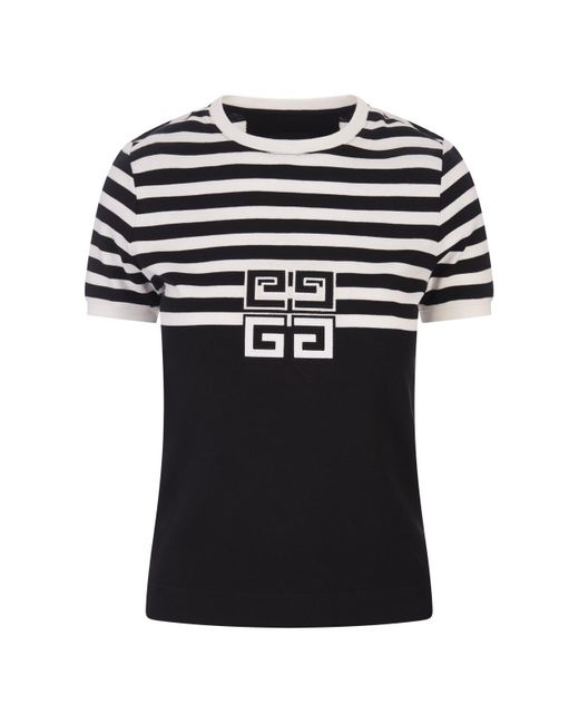 Givenchy Black Striped T-shirt With 4g Application