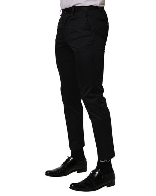 Dolce & Gabbana Black Dark Cotton Skinny Dress Trouser Pants Elastane for men
