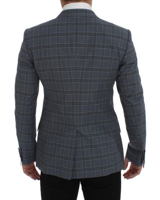 Dolce & Gabbana Blue Plaid Blazer Classic Fit for men