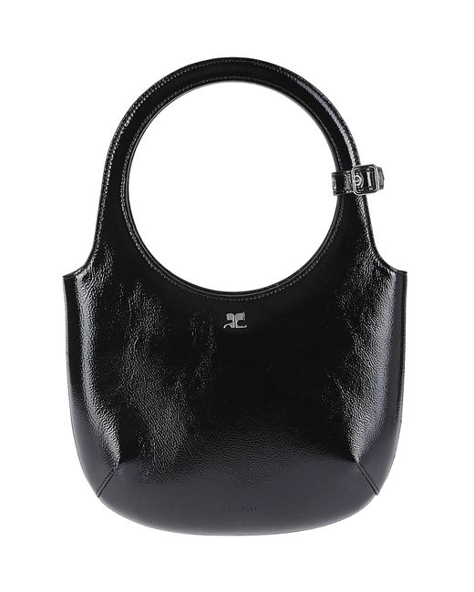 Courreges Black Holy Naplack Leather Bag