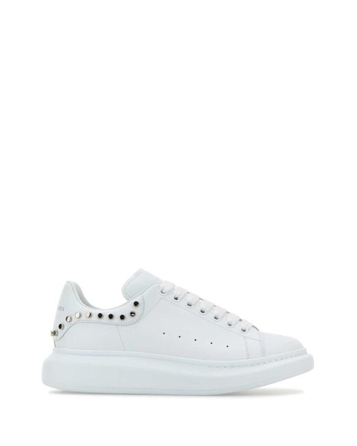 Alexander McQueen White Leather Sneakers With White Leather Heel for men