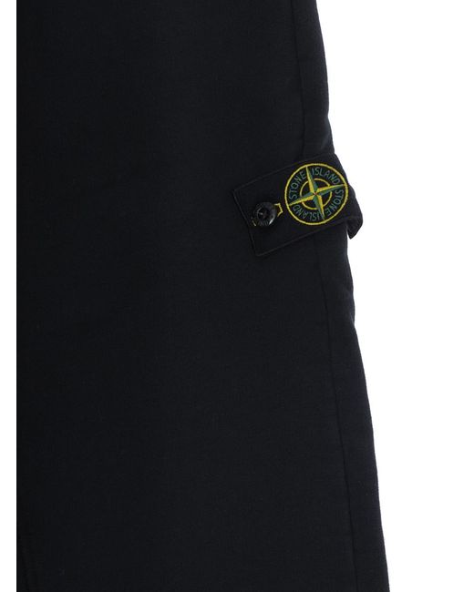 Stone Island Black Sweatpants With Nylon Patch — Trousers for men