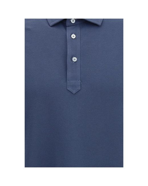Brunello Cucinelli Blue Cotton Polo Shirt for men