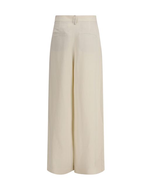 Brunello Cucinelli Natural Crossed Pants Viscose; Linen