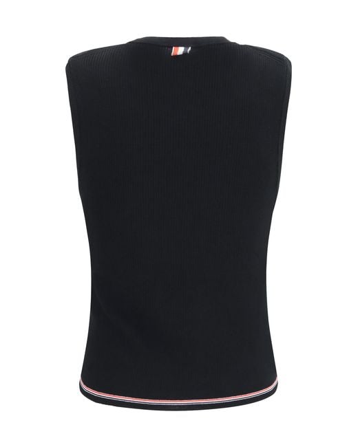 Thom Browne Black Rwb Merino Wool Top Ovis Aries Sweater