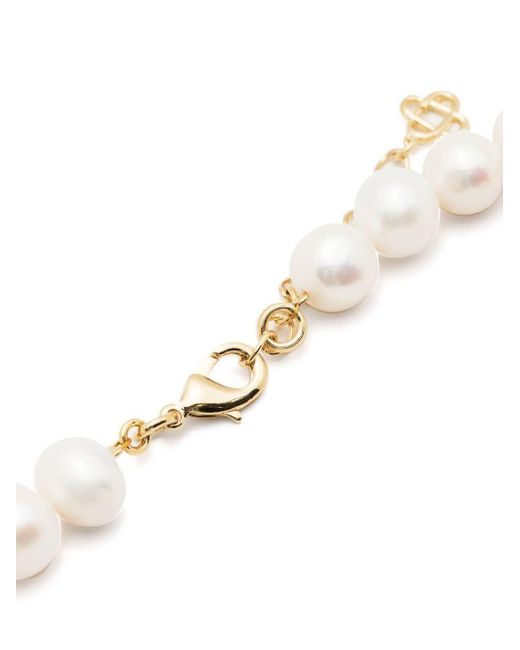 Casablancabrand White Chunky Pearl Logo Necklace