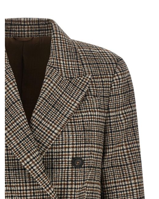 Brunello Cucinelli Brown Alpaca Leather Blazer Clothing