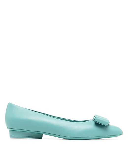 Ferragamo Green Viva Ballerina Shoes