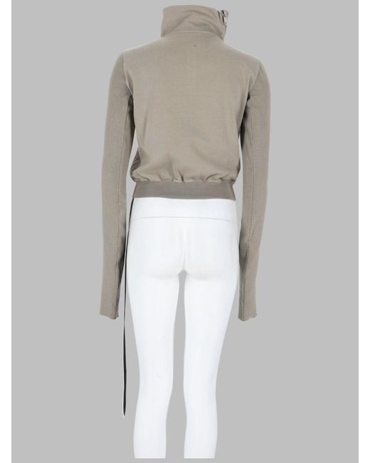 Rick Owens White Sweatshirt Mountain Asymmetric Zip Cotton Sweatshirts