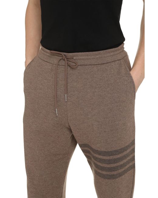 Thom Browne Brown Virgin Wool Track Pants Elastane for men