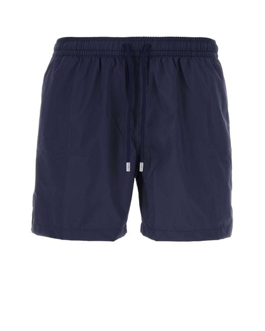 Fedeli Blue Midnight Polyester Swimming Shorts for men
