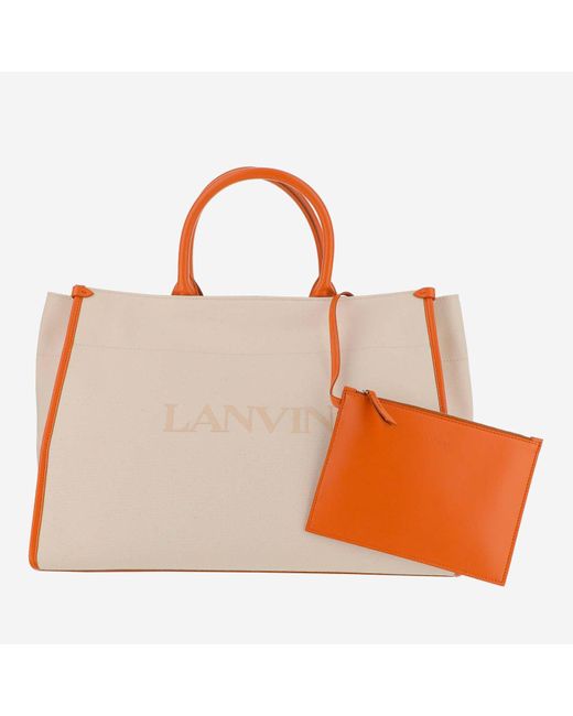 Lanvin Natural Logo Canvas Tote Bag