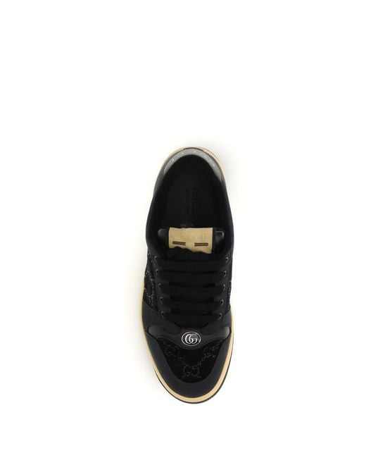 Gucci Black Gg Crystal Screener Sneakers