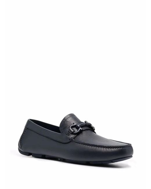 Ferragamo Blue Gancini Leather Drivers for men