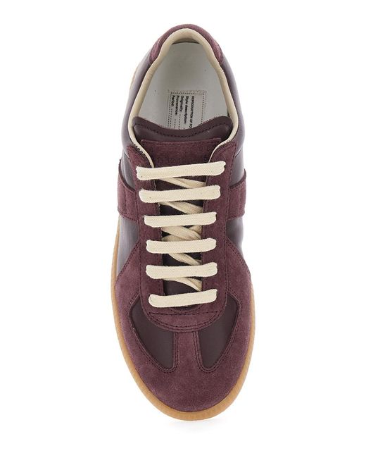 Maison Margiela Purple Low Top Sneakers Leather And Suede Calf Trainers