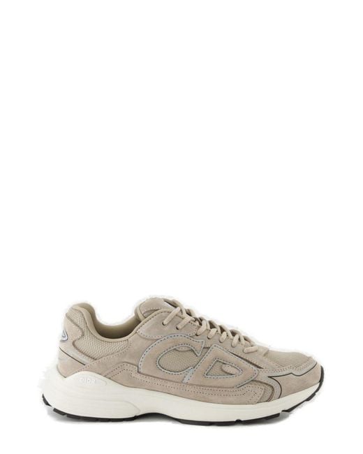 Dior Gray B30 Logo Patch Lace-Up Sneakers for men