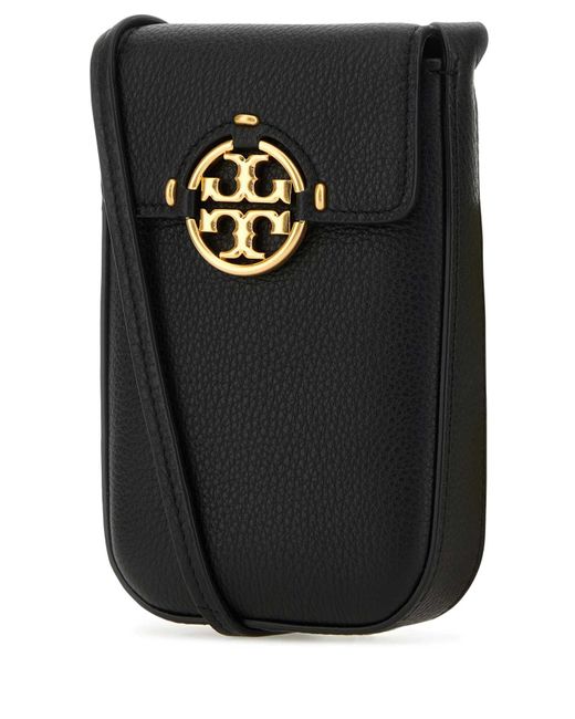 Tory Burch Black Leather Miller Phone Case