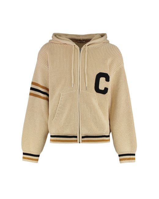 Céline Natural Hooded Zip Sweatshirt Cotton Knitwear for men