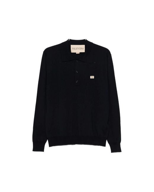 Valentino Black Polo Collar Sweater Fabric: 100. Shirts for men