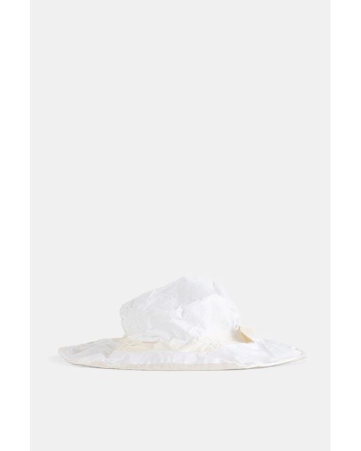 Scha White Large-Ecru Cotton Boater Hat